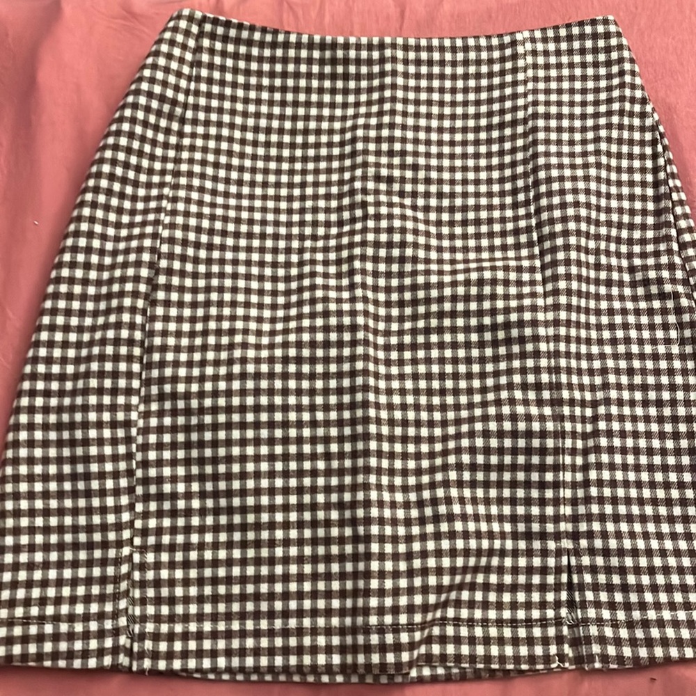 Eyeshadow plaid slit skirt